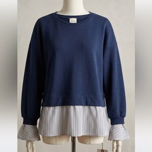 Mauve Anthropologie Women’s Navy Blue Top Size Medium